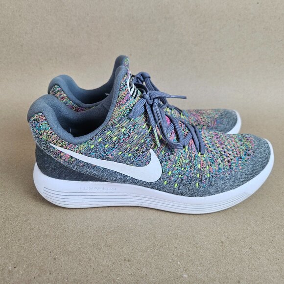 Nike Lunarepic Flyknit 2 Women's Size 8.5 Running Shoes Gray Multicolor - Picture 1 of 8